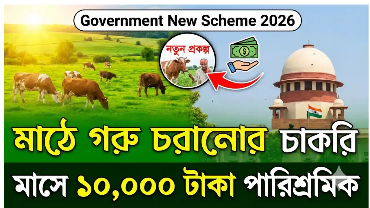 মাঠে গরু চরানোর চাকরি, মাসে ১০,০০০ টাকা পারিশ্রমিক - Government New Scheme 2026